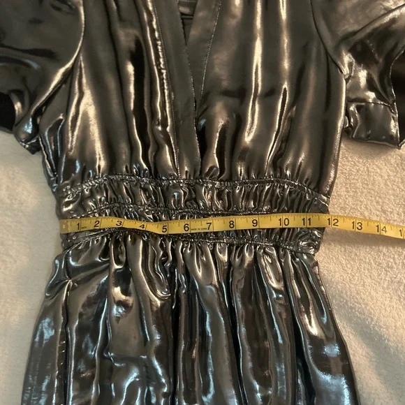 Anthropologie The Somerset Shimmering Metallic Silver Maxi Dress - Picture 14 of 16